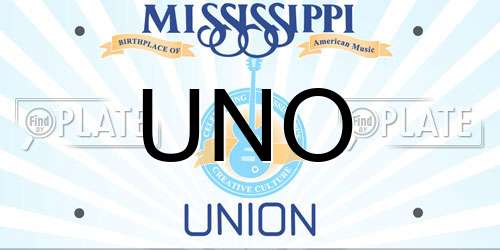 UNO Mississippi License Plate