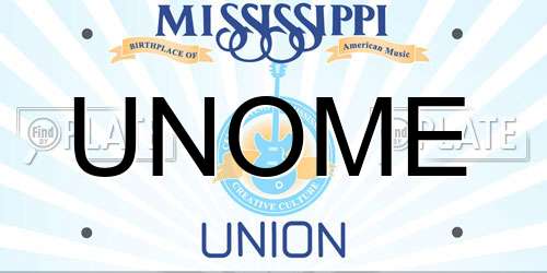 UNOME Mississippi License Plate