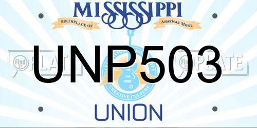 UNP503 Mississippi License Plate