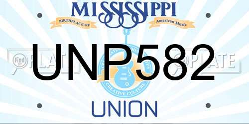 UNP582 Mississippi License Plate
