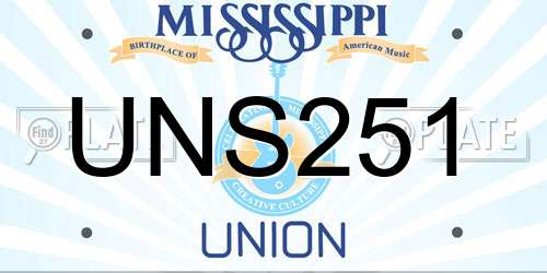 UNS251 Mississippi License Plate