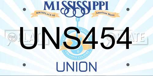 UNS454 Mississippi License Plate