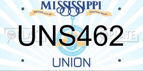 UNS462 Mississippi License Plate