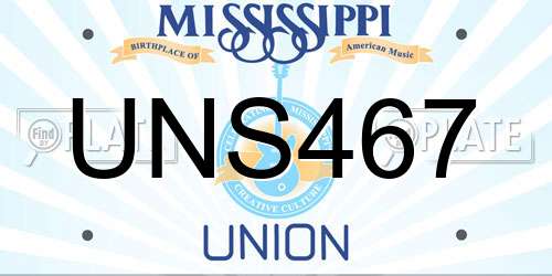 UNS467 Mississippi License Plate