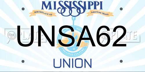 UNSA62 Mississippi License Plate