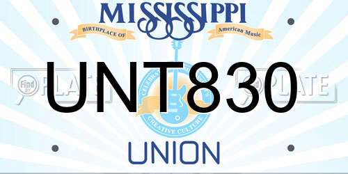 UNT830 Mississippi License Plate