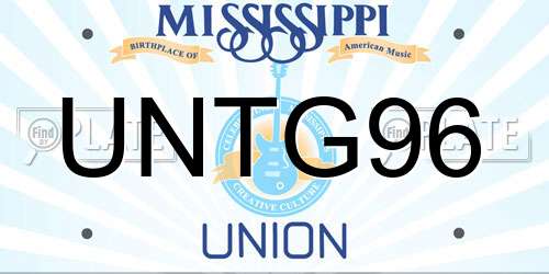 UNTG96 Mississippi License Plate