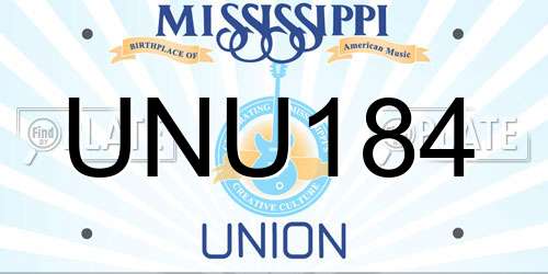 UNU184 Mississippi License Plate