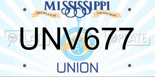 UNV677 Mississippi License Plate