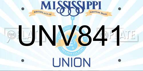 UNV841 Mississippi License Plate