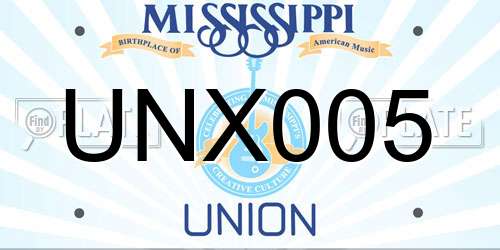 UNX005 Mississippi License Plate
