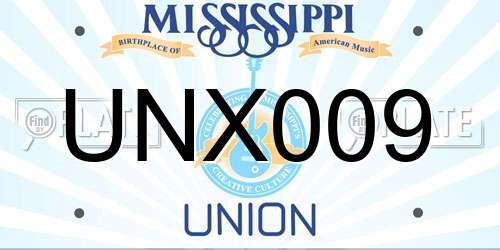 UNX009 Mississippi License Plate