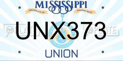 UNX373 Mississippi License Plate