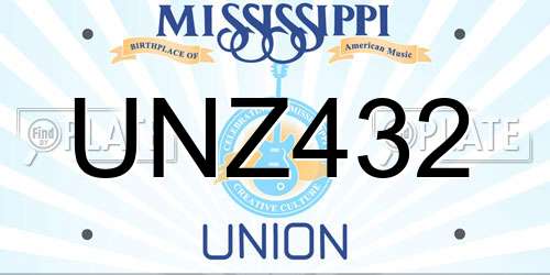 UNZ432 Mississippi License Plate