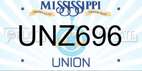 UNZ696 Mississippi License Plate