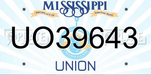 UO39643 Mississippi License Plate