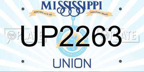 UP2263 Mississippi License Plate