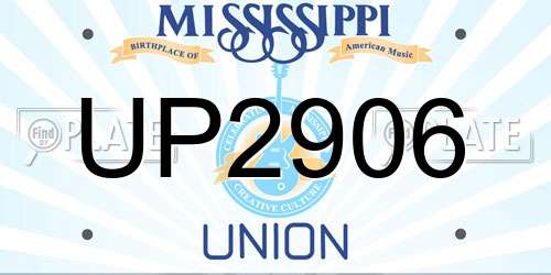 UP2906 Mississippi License Plate