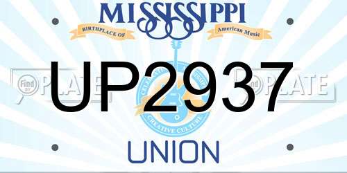 UP2937 Mississippi License Plate