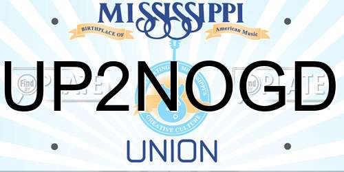 UP2NOGD Mississippi License Plate