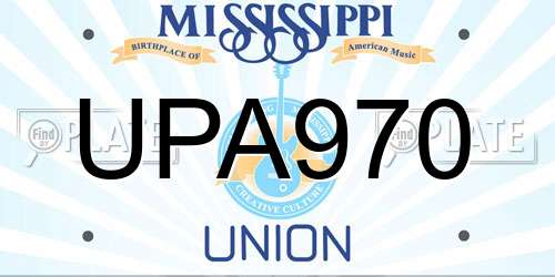 UPA970 Mississippi License Plate