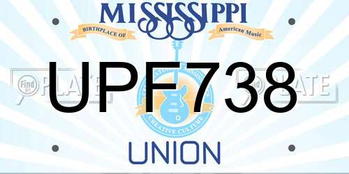 UPF738 Mississippi License Plate