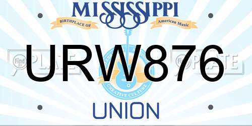 URW876 Mississippi License Plate