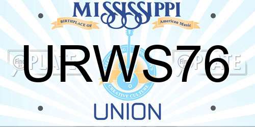 URWS76 Mississippi License Plate
