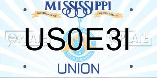 US0E3I Mississippi License Plate