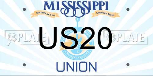 US20 Mississippi License Plate