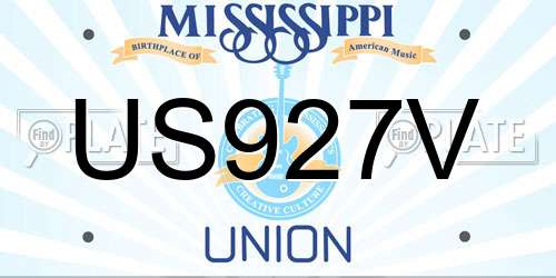 US927V Mississippi License Plate