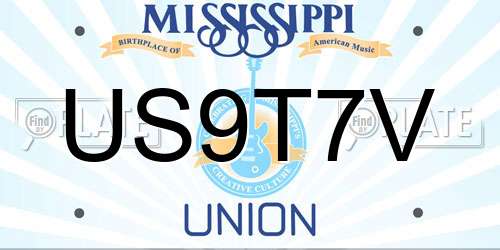 US9T7V Mississippi License Plate