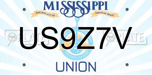 US9Z7V Mississippi License Plate