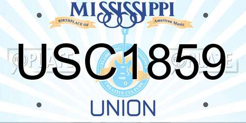USC1859 Mississippi License Plate