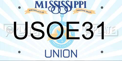 USOE31 Mississippi License Plate