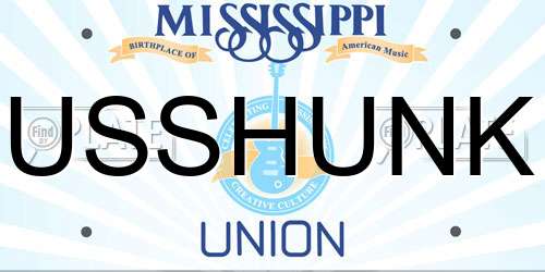 USSHUNK Mississippi License Plate