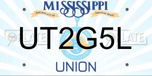 UT2G5L Mississippi License Plate