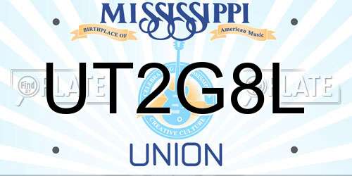UT2G8L Mississippi License Plate