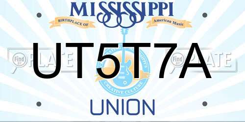 UT5T7A Mississippi License Plate
