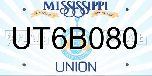 UT6B080 Mississippi License Plate