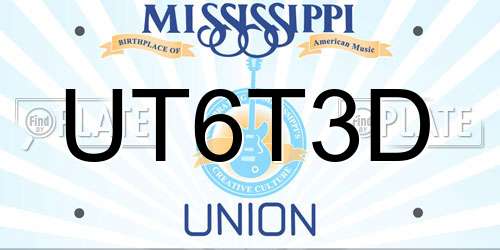 UT6T3D Mississippi License Plate