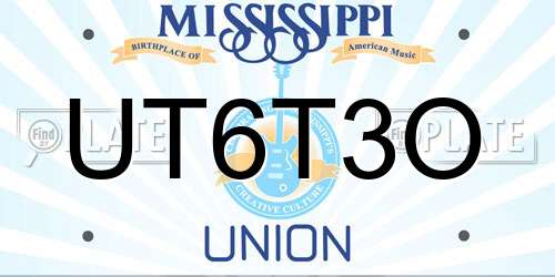 UT6T3O Mississippi License Plate