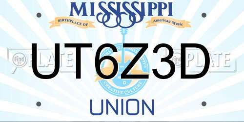 UT6Z3D Mississippi License Plate