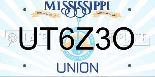 UT6Z3O Mississippi License Plate