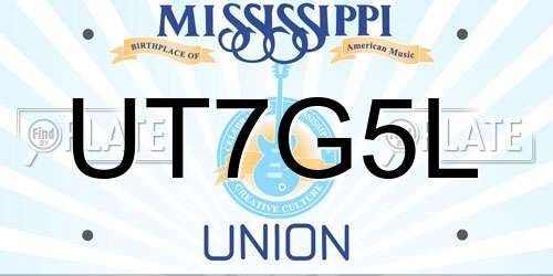 UT7G5L Mississippi License Plate