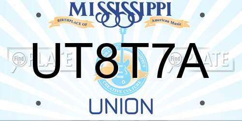 UT8T7A Mississippi License Plate