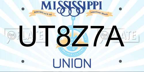 UT8Z7A Mississippi License Plate