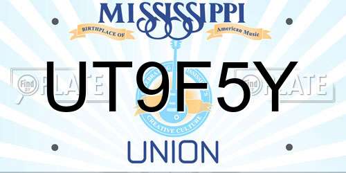 UT9F5Y Mississippi License Plate