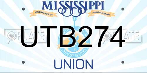 UTB274 Mississippi License Plate