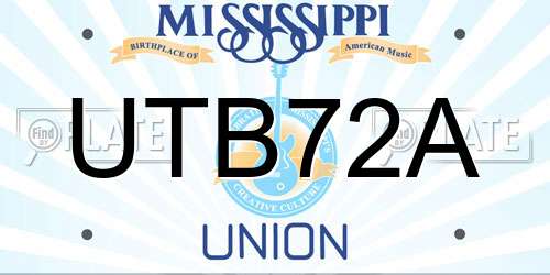 UTB72A Mississippi License Plate